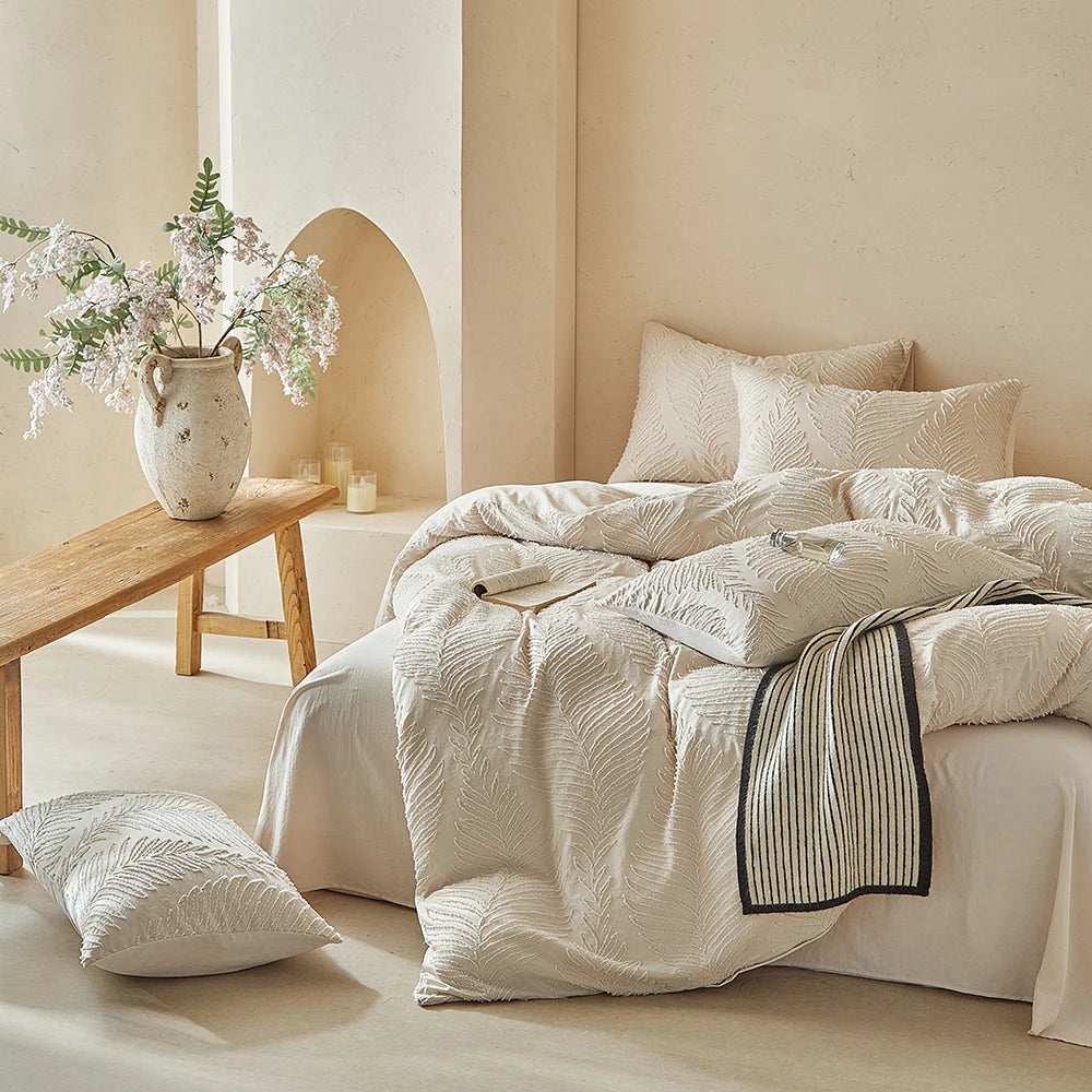 Needle Leaf Cutting Flowers Bedding Set Queen Soft Skin-friendly Duvet Cover Set Comfortable Durable Quilt Cover Pillowcases